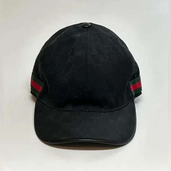 Gucci Original Men’s Canvas Hat With Web|XXL Strap Back Adjustable Cap|Black - Picture 7 of 9